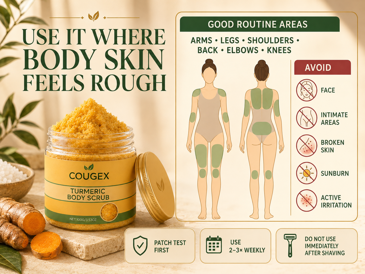 🔥 BUY 1 GET 1 FREE ✨ COUGEX™ Turmeric Body Scrub – Exfoliating Mineral Polish for Smoother, Brighter-Looking Body Skin ✨