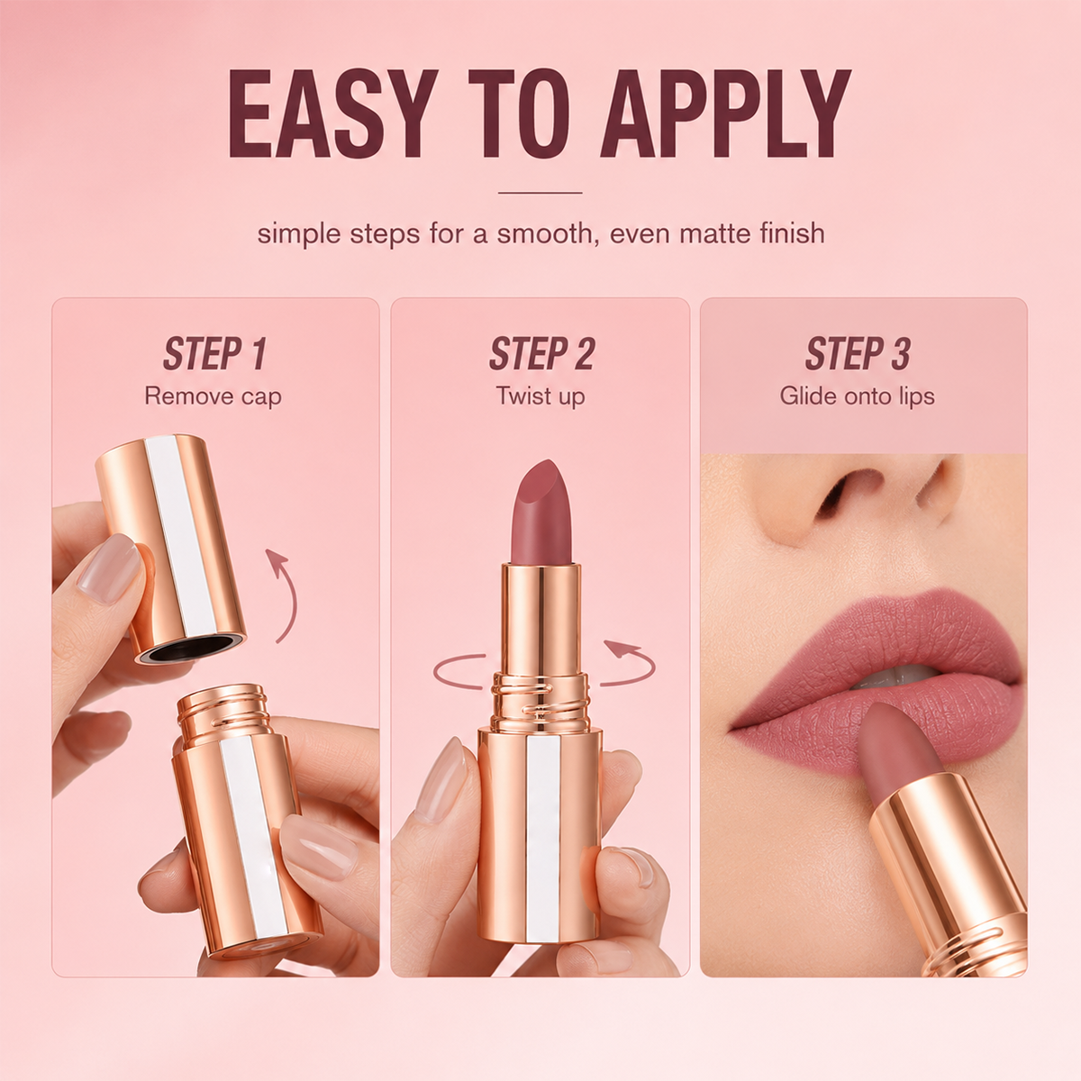 💋 BUY 1 GET 1 FREE ✨ 24H Matte Lipstick — Smudge-Proof, Long-Lasting & Highly Pigmented