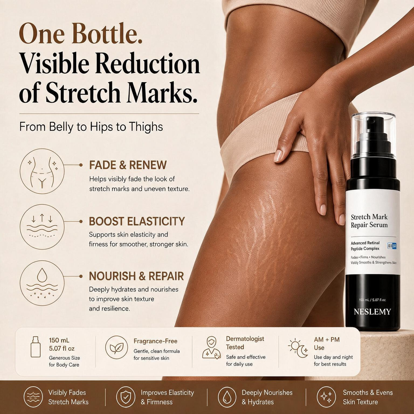 💥70K+ SOLD💕NESLEMY® Advanced Retinal Stretch Mark Serum — Pregnancy, Growth & Weight-Change Care
