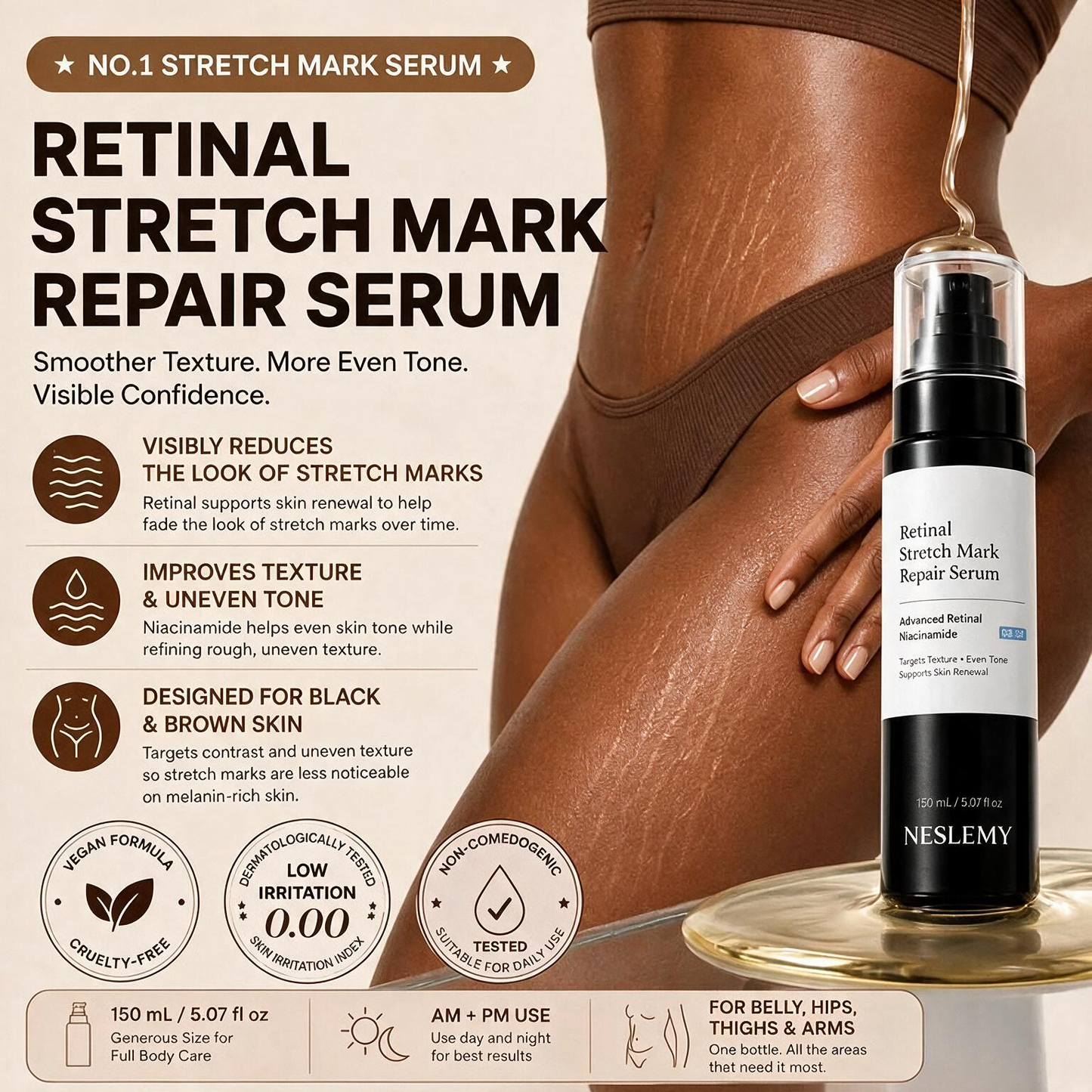 💥70K+ SOLD💕NESLEMY® Advanced Retinal Stretch Mark Serum — Pregnancy, Growth & Weight-Change Care