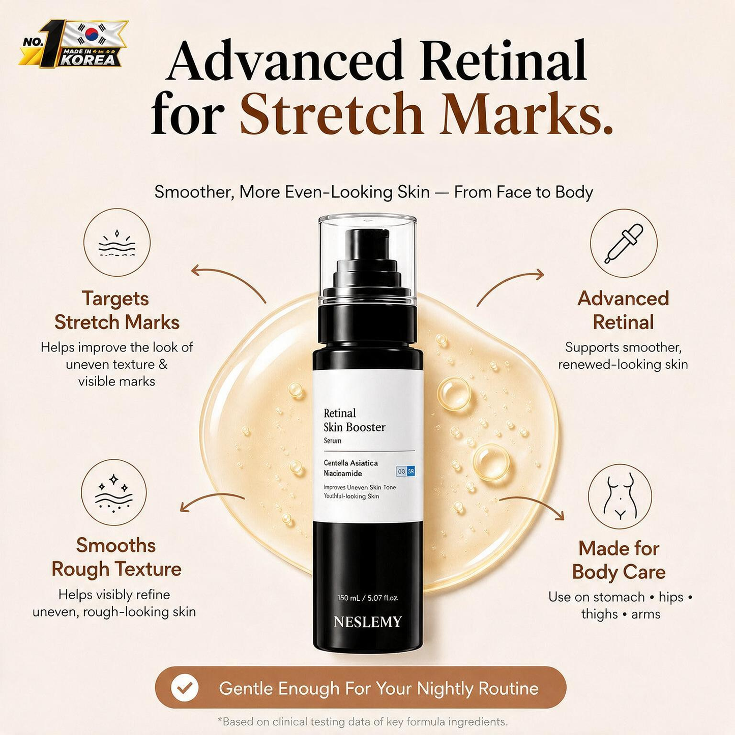 💥70K+ SOLD💕NESLEMY® Advanced Retinal Stretch Mark Serum — Pregnancy, Growth & Weight-Change Care