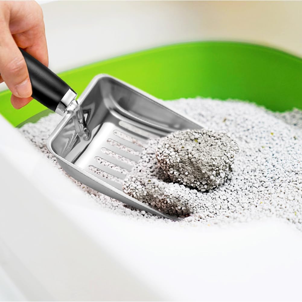 Stainless steel litter scoop