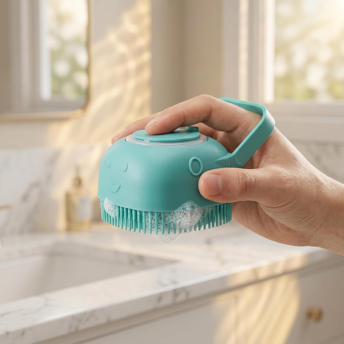 Shampoo dispensing pet brush