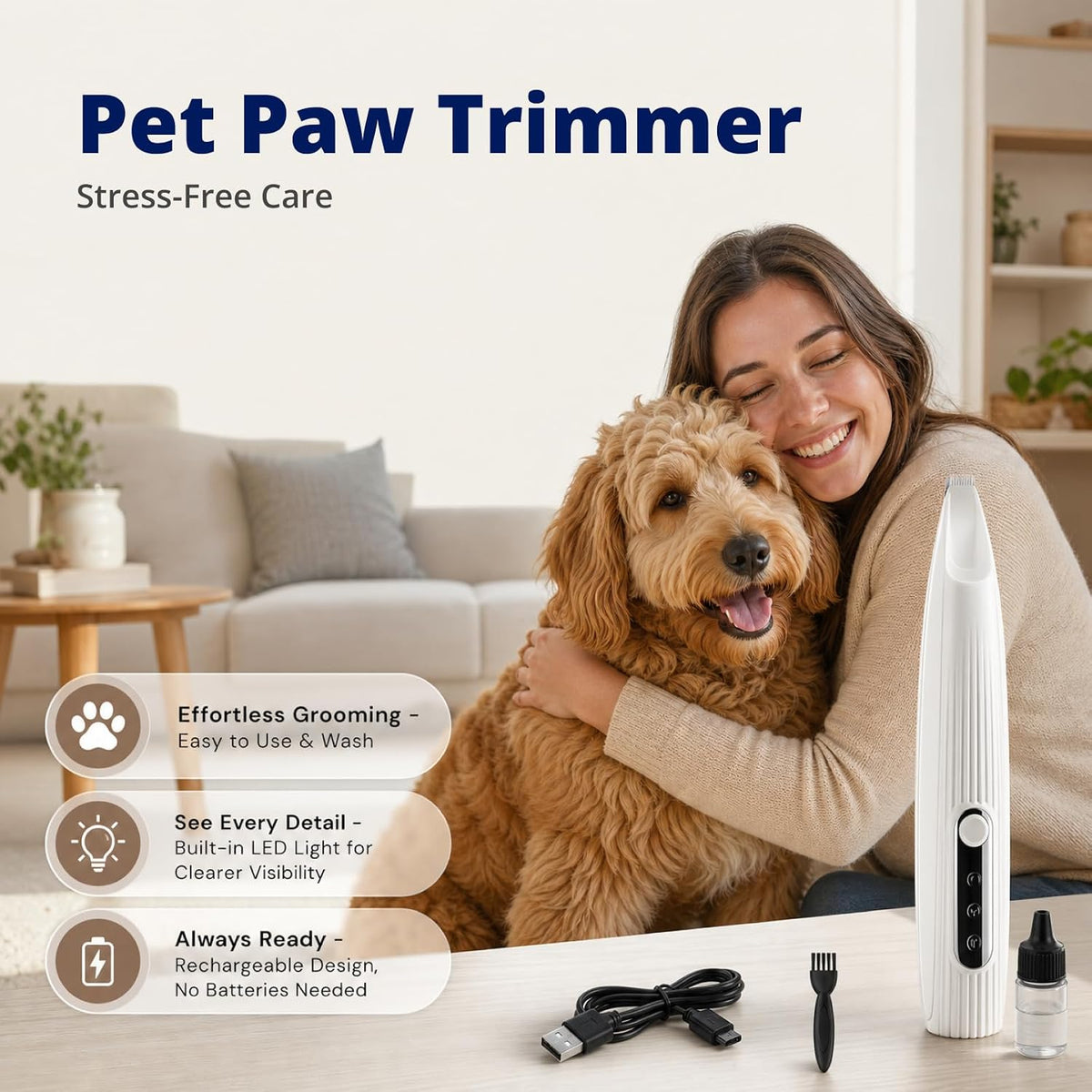 Pet Paw Trimmer | Cordless Paw Trimmer for Grooming w/Light — product image 6 of 6
