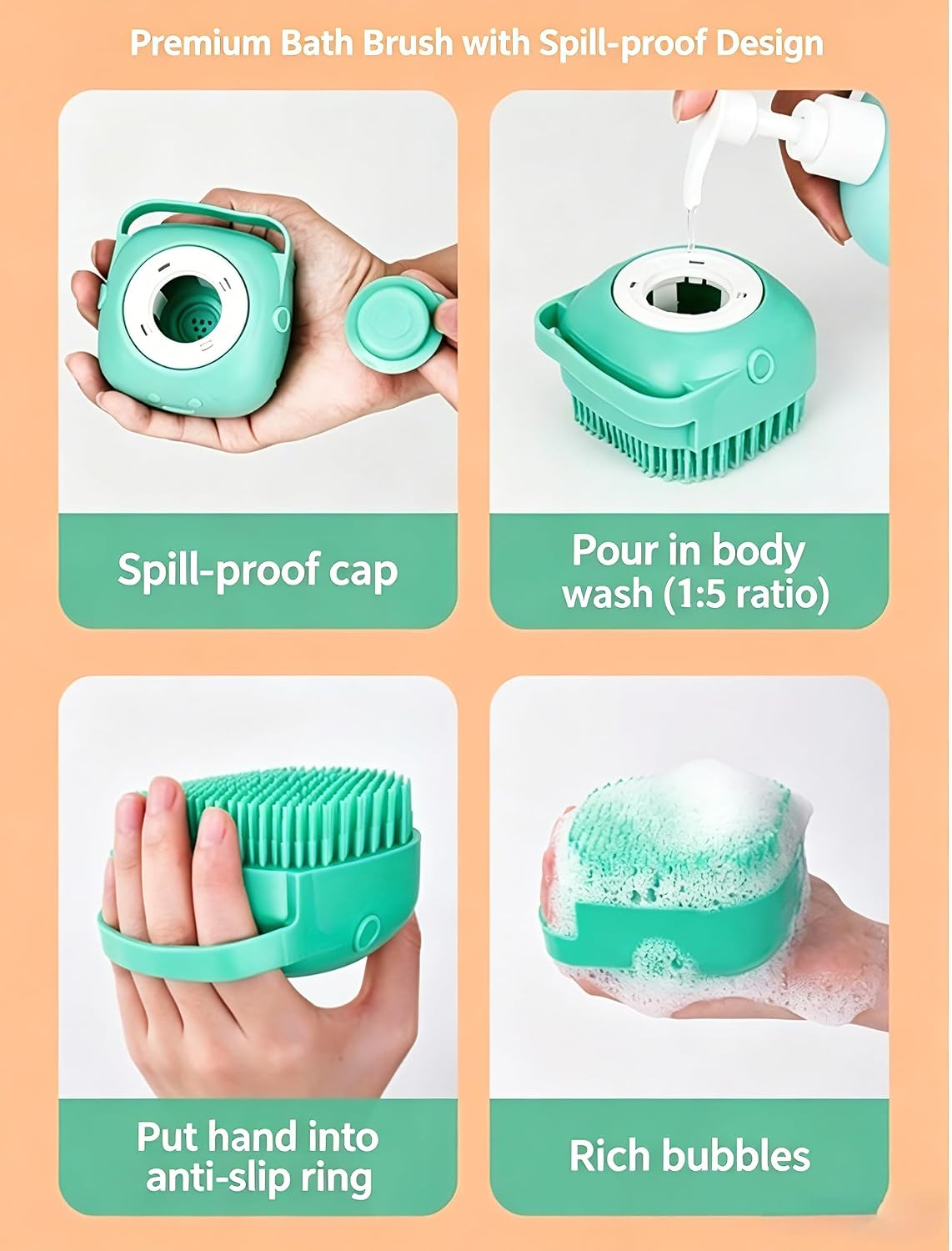 Silicone Pet Bath Brush with Shampoo Dispenser — product image 5 of 5