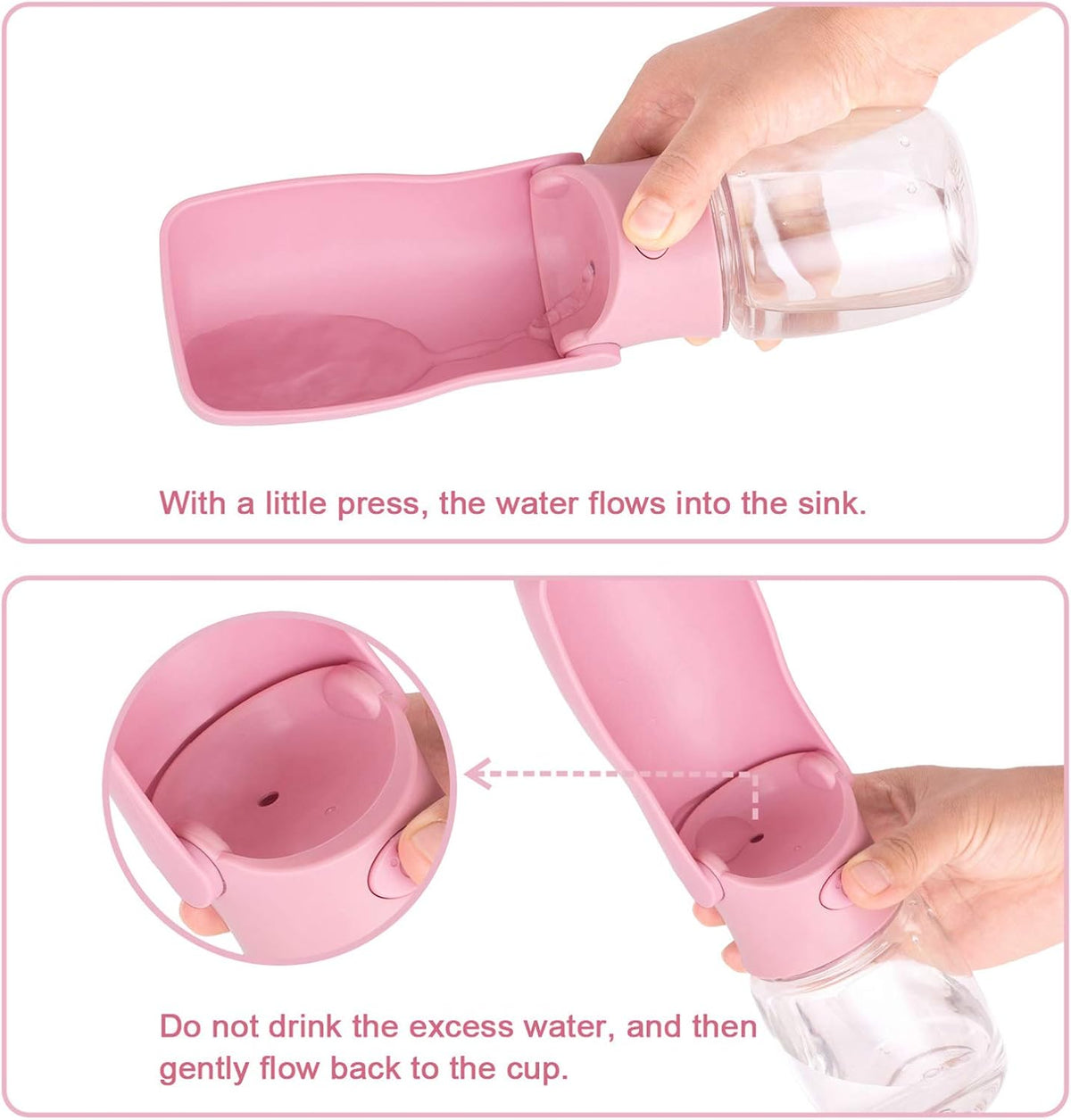 Dog Water Bottle, Foldable Dog Water Bottle Leak Proof Dispenser for Puppy Small Medium Large Dogs — product image 5 of 6