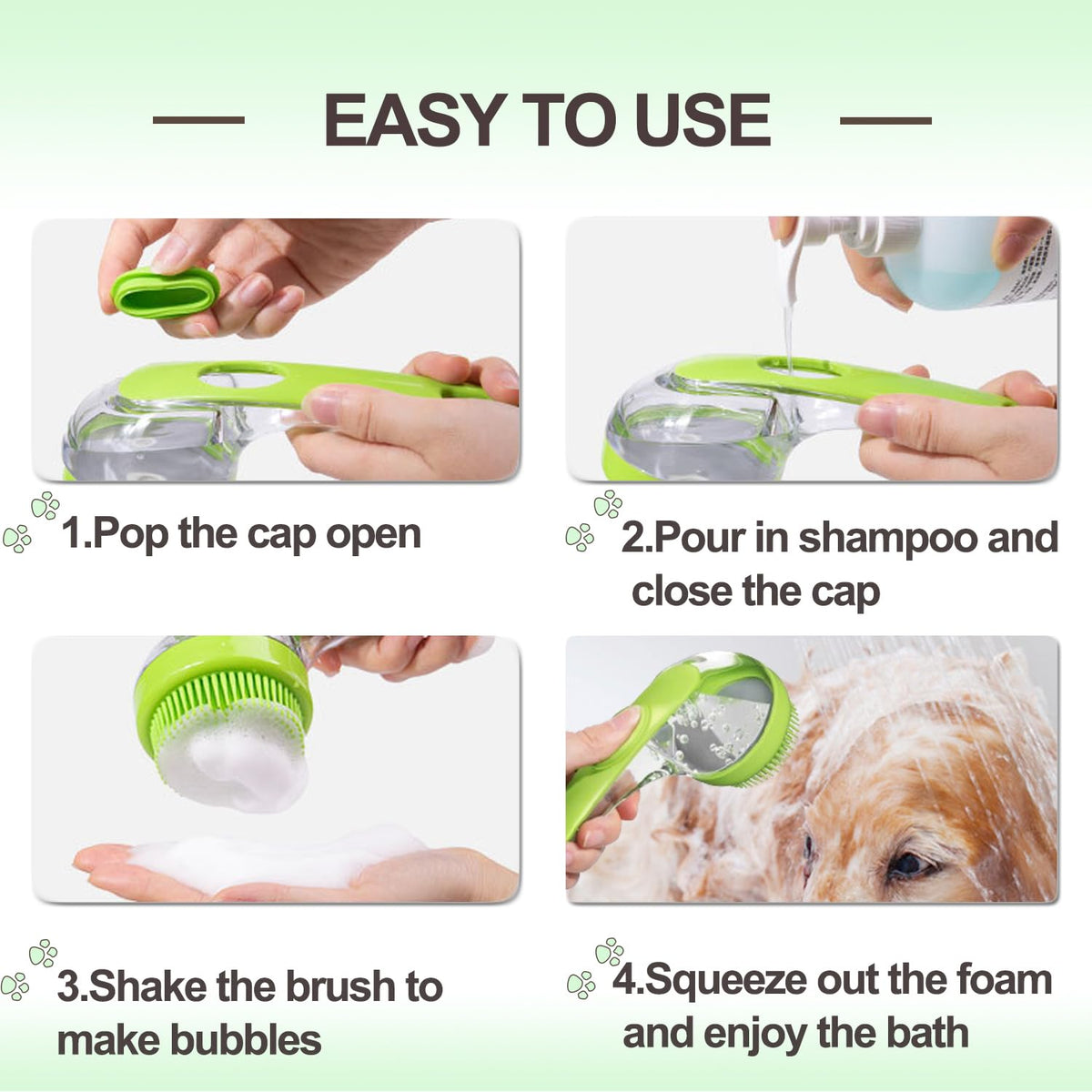 2-in-1 Pet Bath Brush with Shampoo Dispenser — 2 Pack — product image 3 of 5