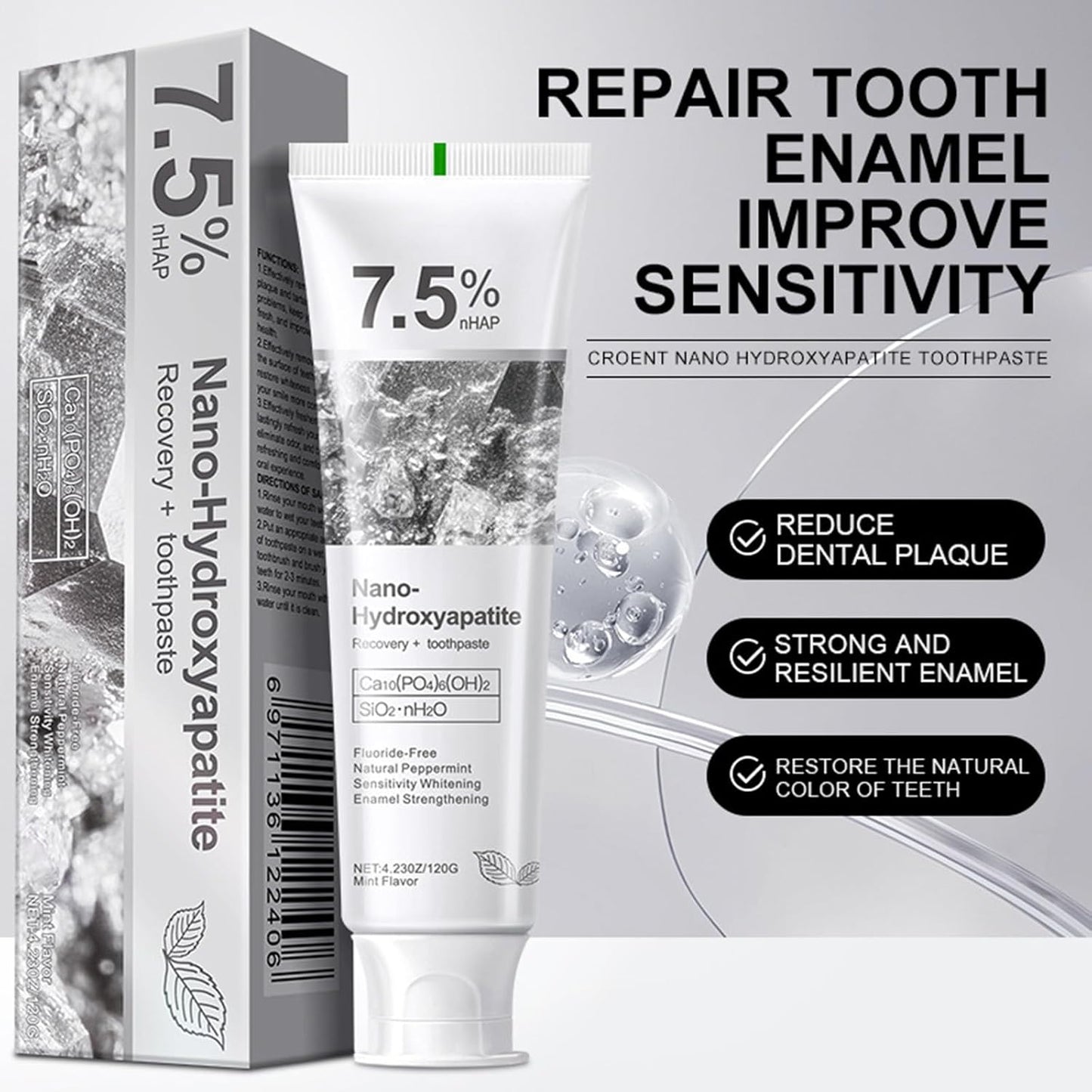 🔥Buy 1 Get 1 Free🦷7.5% Nano-Hydroxyapatite Toothpaste for Sensitive Teeth,NanoRepair, Fluoride-Free