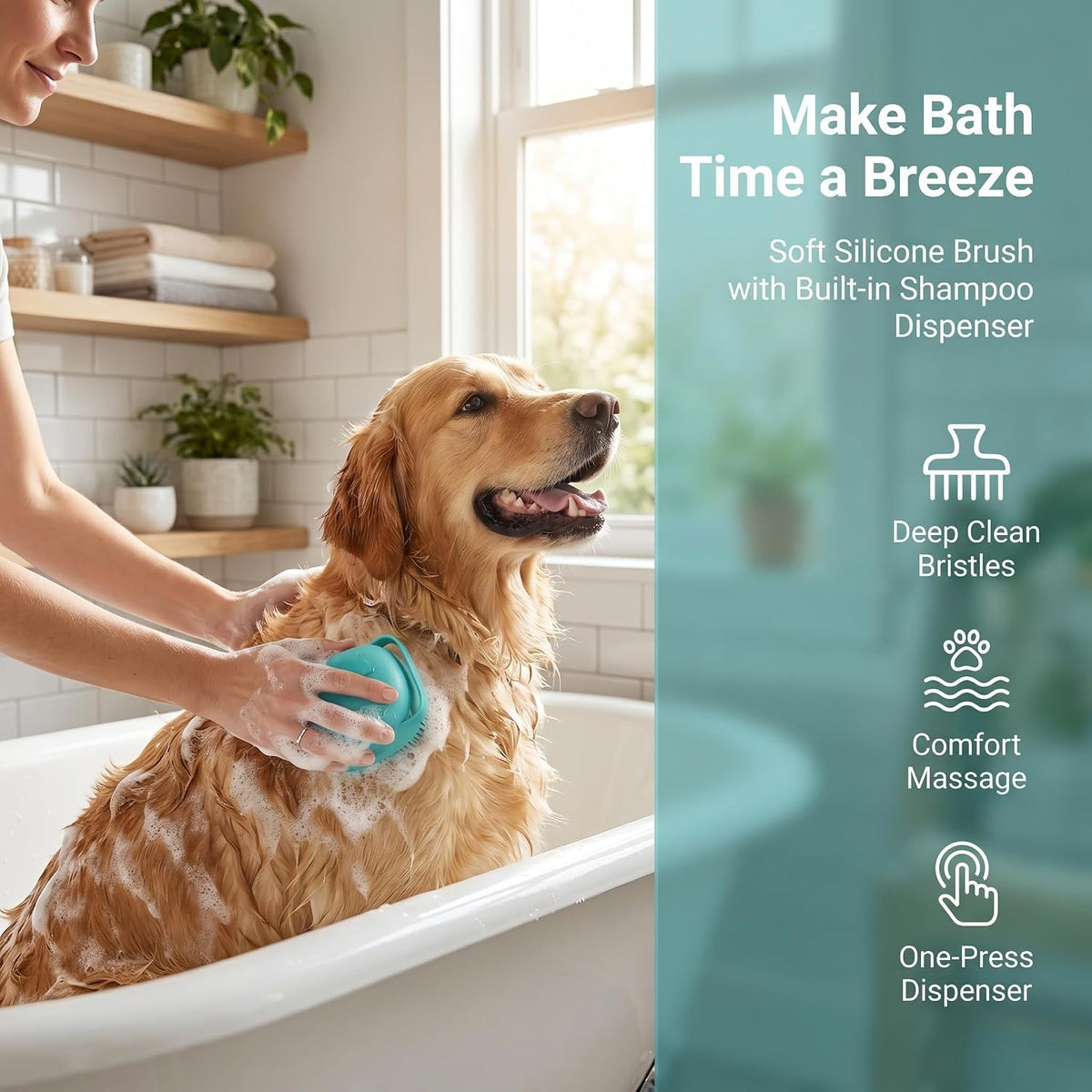 Silicone Pet Bath Brush with Shampoo Dispenser — product image 2 of 5