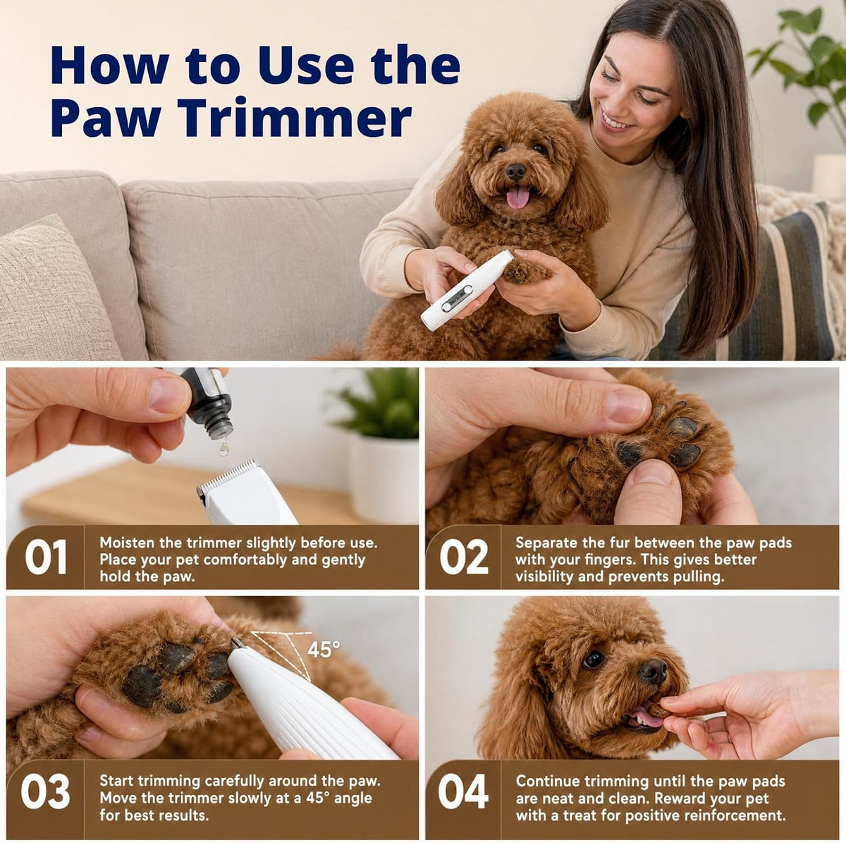 Pet Paw Trimmer | Cordless Paw Trimmer for Grooming w/Light — product image 3 of 6