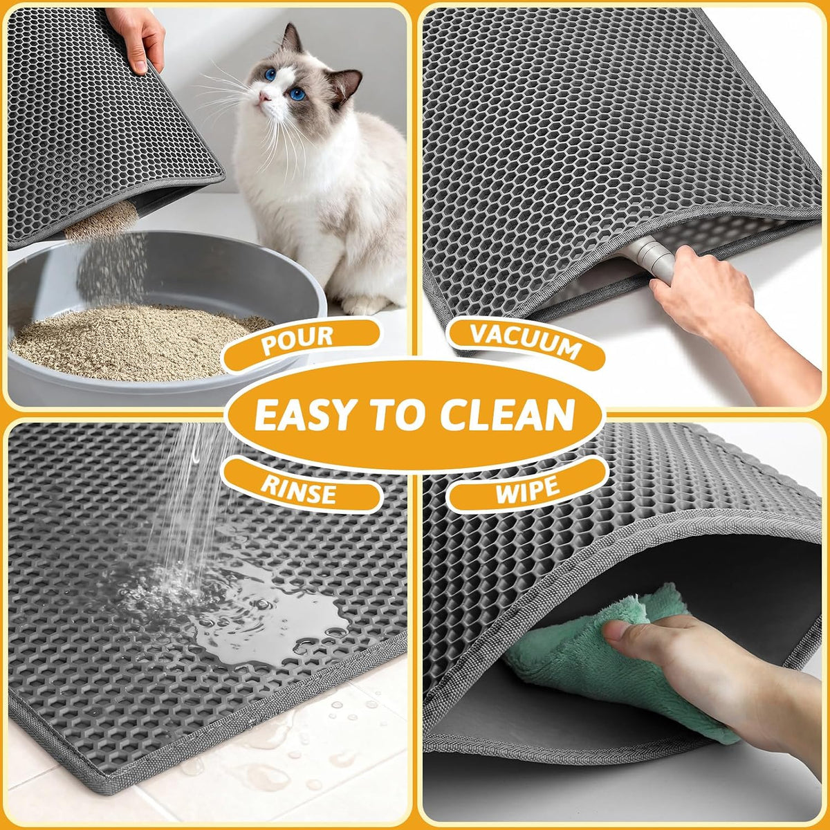 Cat Litter Mat, Double-Layer Waterproof Litter Trap — product image 2 of 6