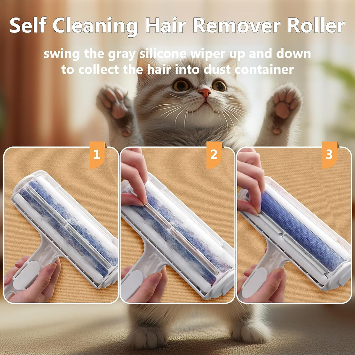 Pet Hair Remover, Reusable Lint Roller for Cat and Dog Hair, White — product image 3 of 5
