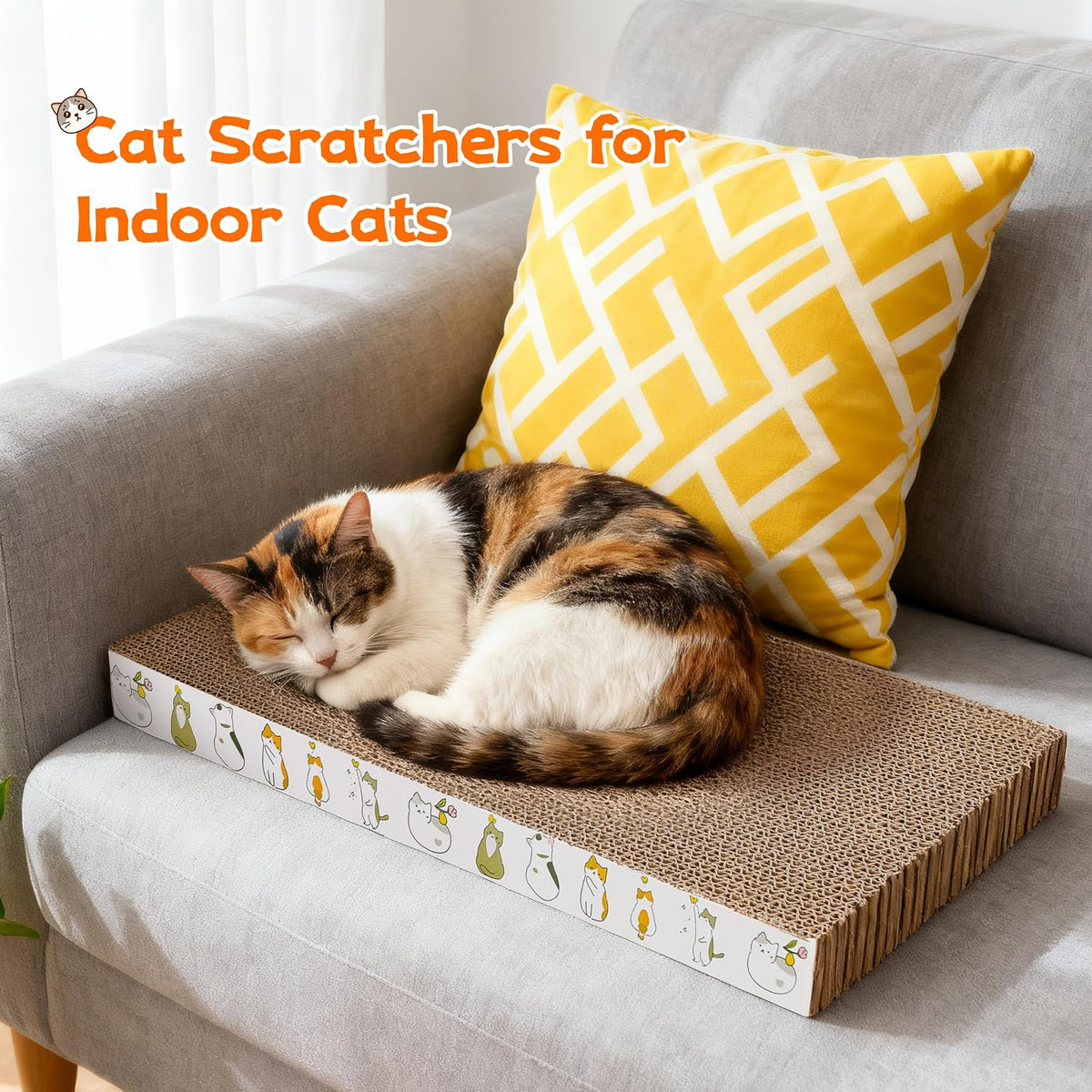 Cat Scratching Board 4 Pack, Cardboard Cat Scratcher with Catnips — product image 3 of 6