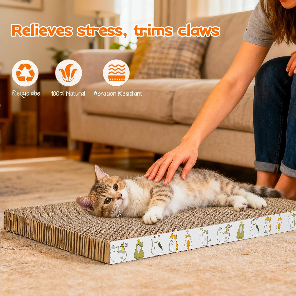 Cat Scratching Board 4 Pack, Cardboard Cat Scratcher with Catnips — product image 2 of 6