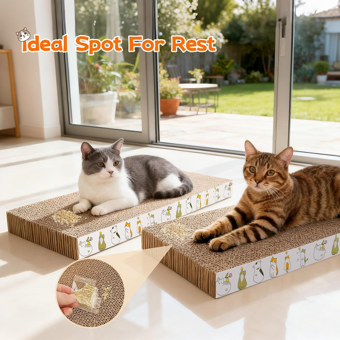 Cat Scratching Board 4 Pack, Cardboard Cat Scratcher with Catnips