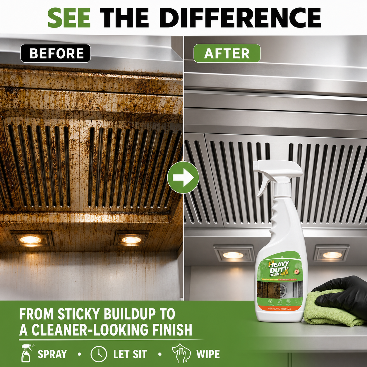 🔥 BUY 1 GET 1 FREE Heavy-Duty Kitchen Degreaser Spray – Cut Tough Grease Fast ✨