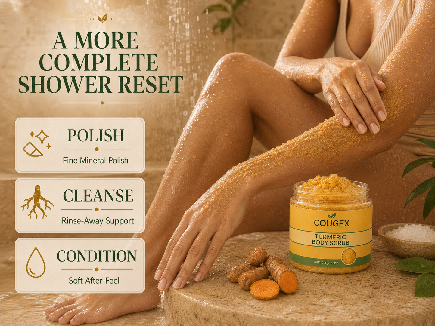 🔥 BUY 1 GET 1 FREE ✨ COUGEX™ Turmeric Body Scrub – Exfoliating Mineral Polish for Smoother, Brighter-Looking Body Skin ✨