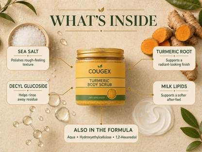 🔥 BUY 1 GET 1 FREE ✨ COUGEX™ Turmeric Body Scrub – Exfoliating Mineral Polish for Smoother, Brighter-Looking Body Skin ✨