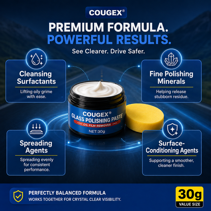 🔥Buy 1 Get 1 Free🔥Car Glass Oil Film Remover – Eliminates Glare & Wiper Smears, Repels Rain, Works on All Glass – Sponge Included! 🚗
