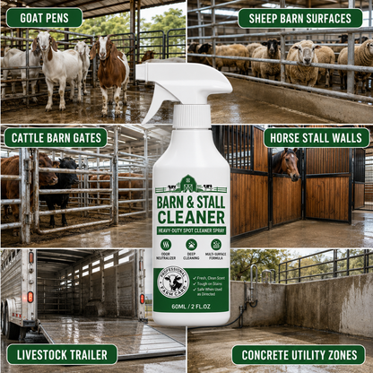 🔥 BUY 1 GET 1 FREE✨Heavy-Duty Barn & Stall Cleaner Spray – Cow Barns, Horse Stalls, Pens, Gates & Livestock Trailers