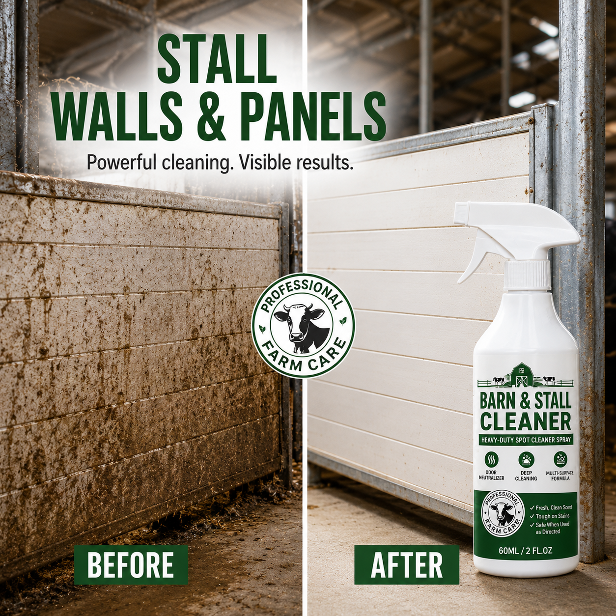 🔥 BUY 1 GET 1 FREE✨Heavy-Duty Barn & Stall Cleaner Spray – Cow Barns, Horse Stalls, Pens, Gates & Livestock Trailers