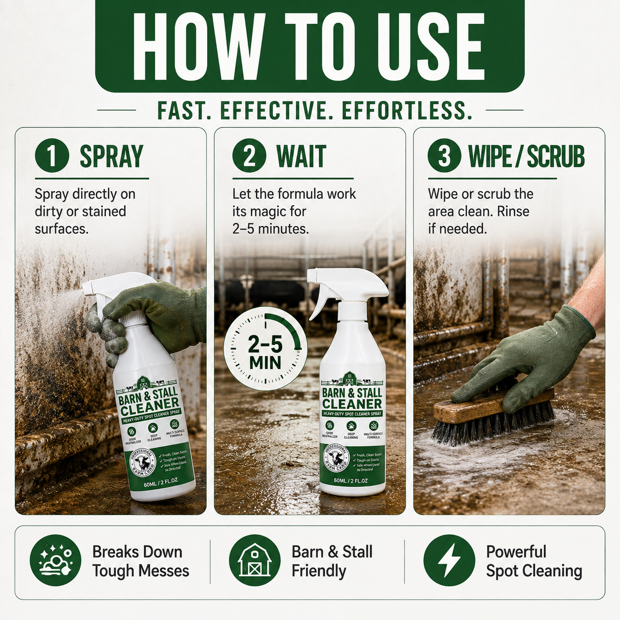 🔥 BUY 1 GET 1 FREE✨Heavy-Duty Barn & Stall Cleaner Spray – Cow Barns, Horse Stalls, Pens, Gates & Livestock Trailers