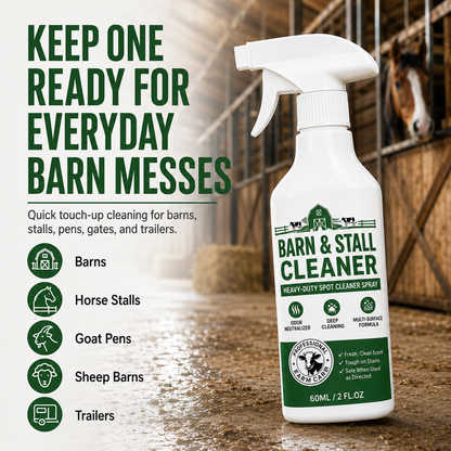 🔥 BUY 1 GET 1 FREE✨Heavy-Duty Barn & Stall Cleaner Spray – Cow Barns, Horse Stalls, Pens, Gates & Livestock Trailers