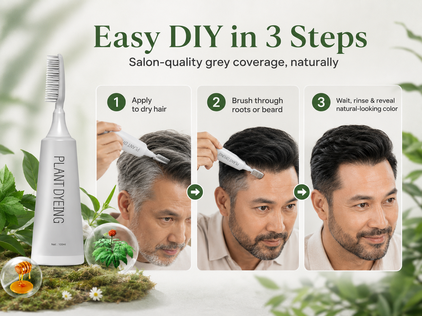 📢📢Buy 1 Get 1 Free – Last Day! ⏰Plant-Based Comb Hair Dye