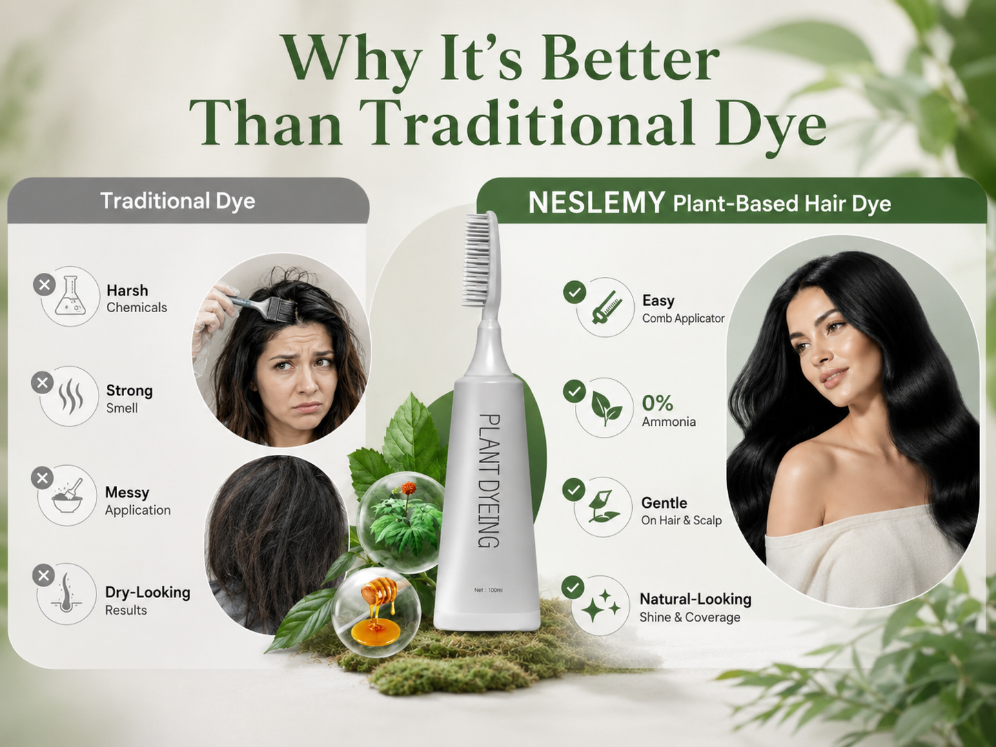 📢📢Buy 1 Get 1 Free – Last Day! ⏰Plant-Based Comb Hair Dye