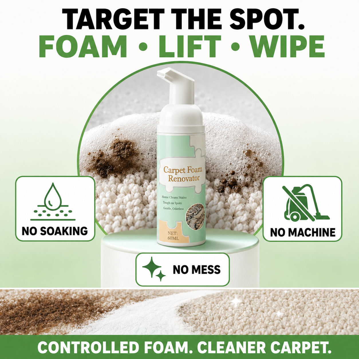✨BUY 1 GET 1 FREE✨ Waterless Carpet Foam Stain Remover🧽 Instant Deep Clean🔥 Remove Tough Stains Fast🚀