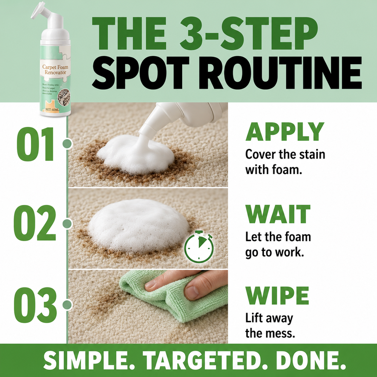 ✨BUY 1 GET 1 FREE✨ Waterless Carpet Foam Stain Remover🧽 Instant Deep Clean🔥 Remove Tough Stains Fast🚀