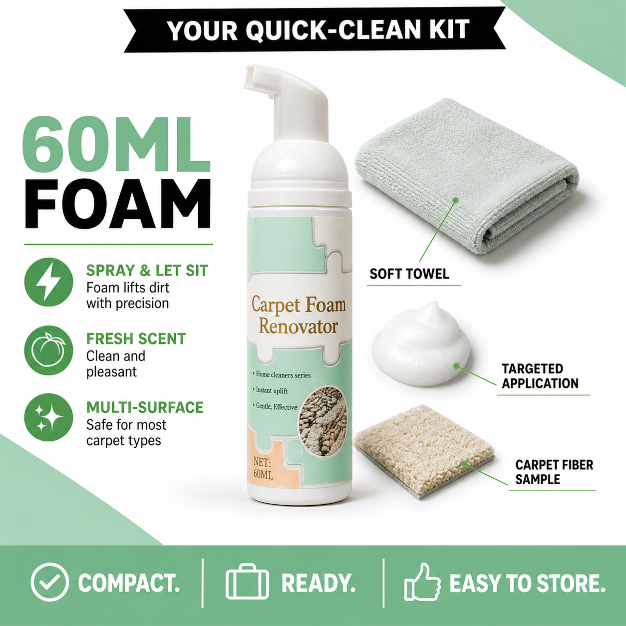 ✨BUY 1 GET 1 FREE✨ Waterless Carpet Foam Stain Remover🧽 Instant Deep Clean🔥 Remove Tough Stains Fast🚀