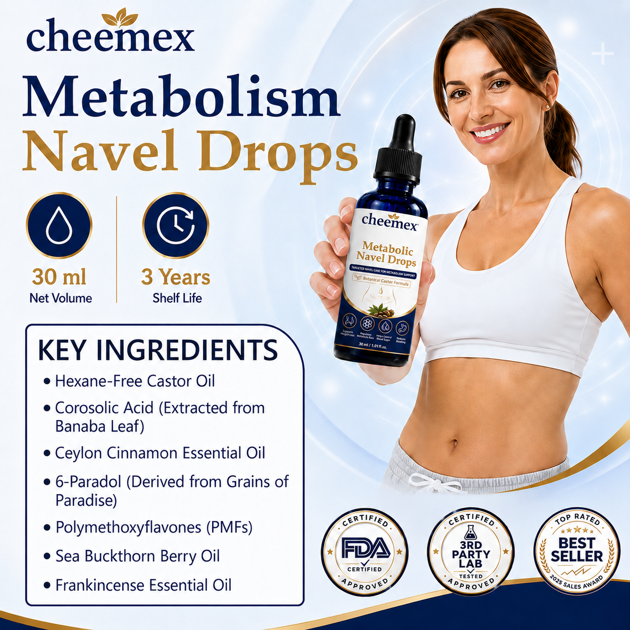 🌟 BUY 1 GET 1 FREE-Cheemex® Metabolic Navel Drops — 30-Second Daily Metabolic & Waistline Support