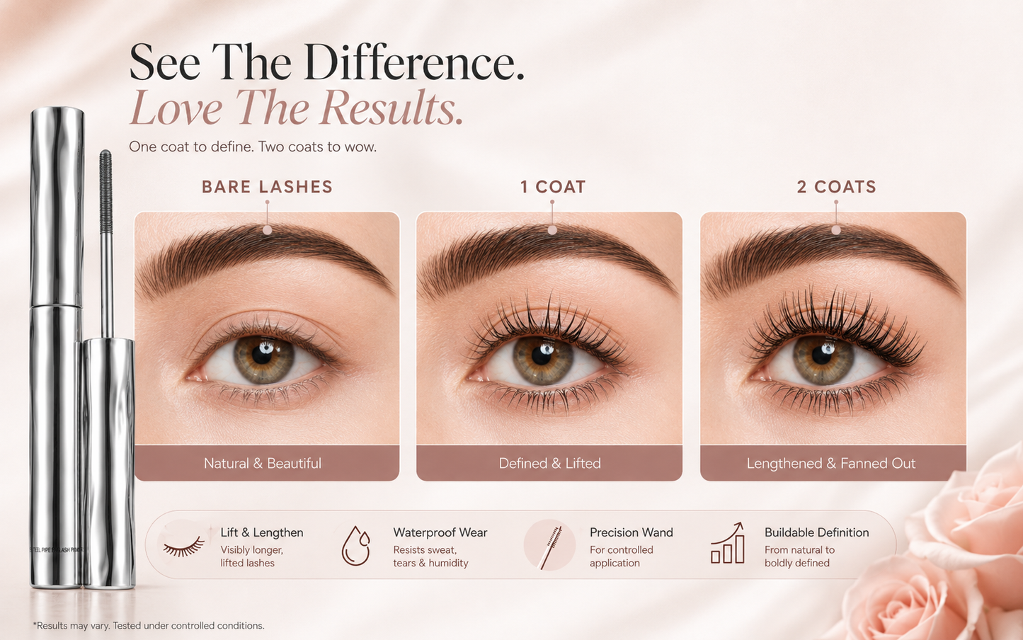 🔥 BUY 1 GET 1 FREE ✨ Precision Metal Wand Waterproof Mascara — Lift, Lengthen & Define Every Lash