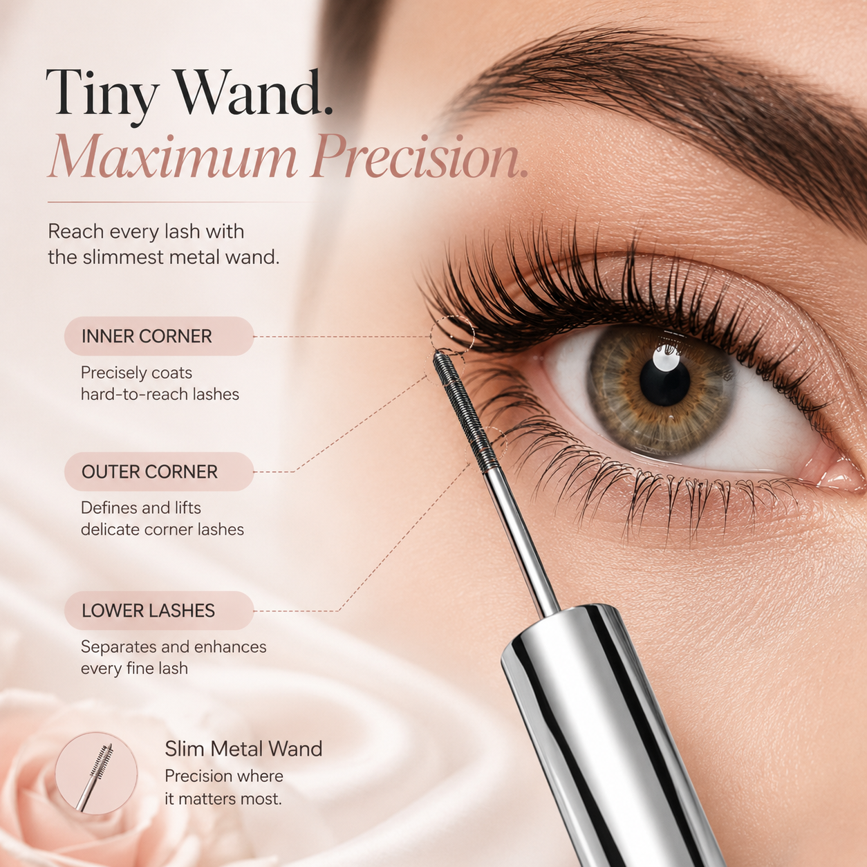 🔥 BUY 1 GET 1 FREE ✨ Precision Metal Wand Waterproof Mascara — Lift, Lengthen & Define Every Lash