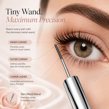 🔥 BUY 1 GET 1 FREE ✨ Precision Metal Wand Waterproof Mascara — Lift, Lengthen & Define Every Lash