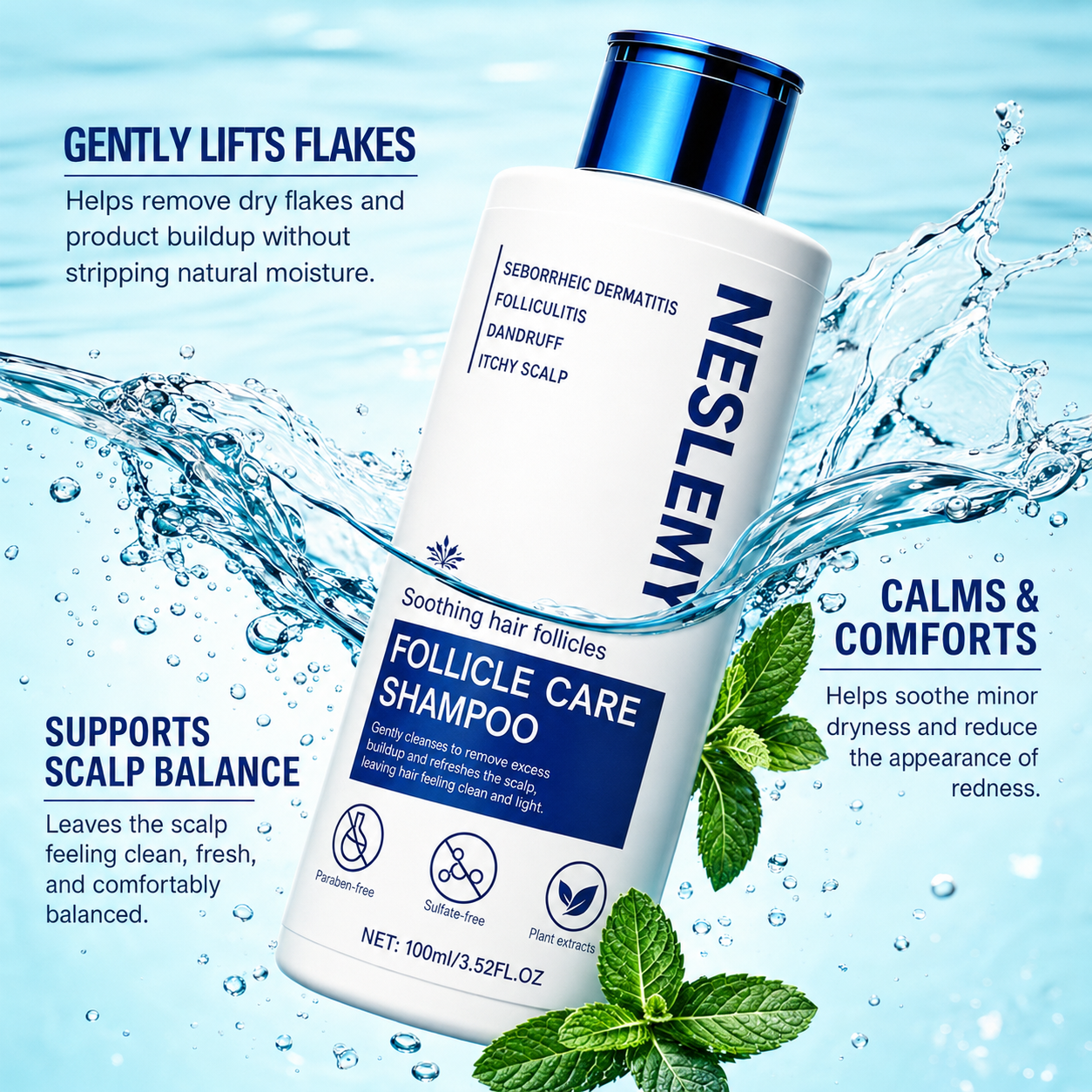 ✨BUY 1 GET 1 FREE✨ NESLEMY  Folliculitis Shampoo for Itchy, Flaky & Oily Scalp!
