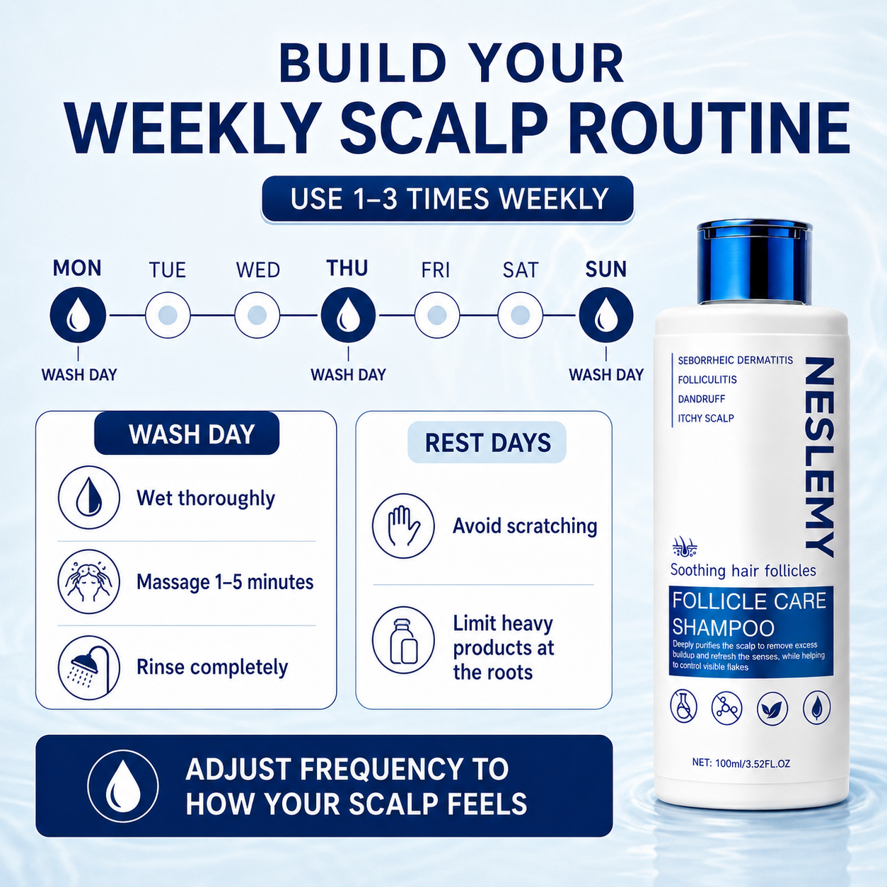 ✨BUY 1 GET 1 FREE✨ NESLEMY  Folliculitis Shampoo for Itchy, Flaky & Oily Scalp!