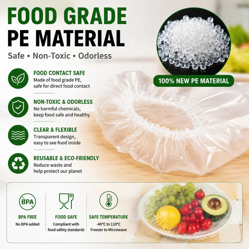 🔥Last Day Promotion 50% OFF丨100PCS Plastic Bowl Covers – Elastic Reusable Food Wrap