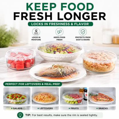 🔥Last Day Promotion 50% OFF丨100PCS Plastic Bowl Covers – Elastic Reusable Food Wrap