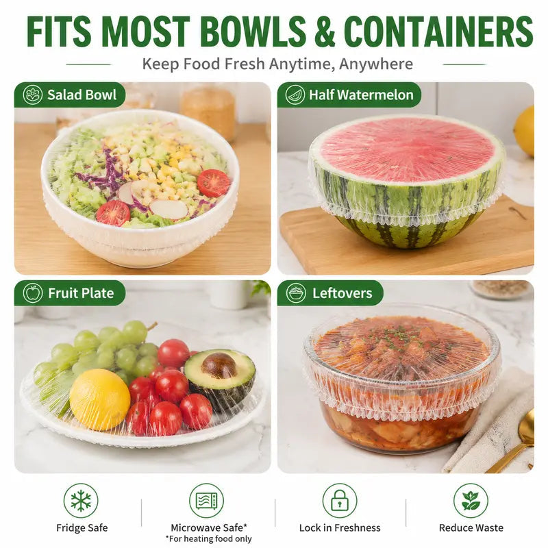 🔥Last Day Promotion 50% OFF丨100PCS Plastic Bowl Covers – Elastic Reusable Food Wrap