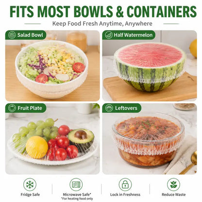 🔥Last Day Promotion 50% OFF丨100PCS Plastic Bowl Covers – Elastic Reusable Food Wrap
