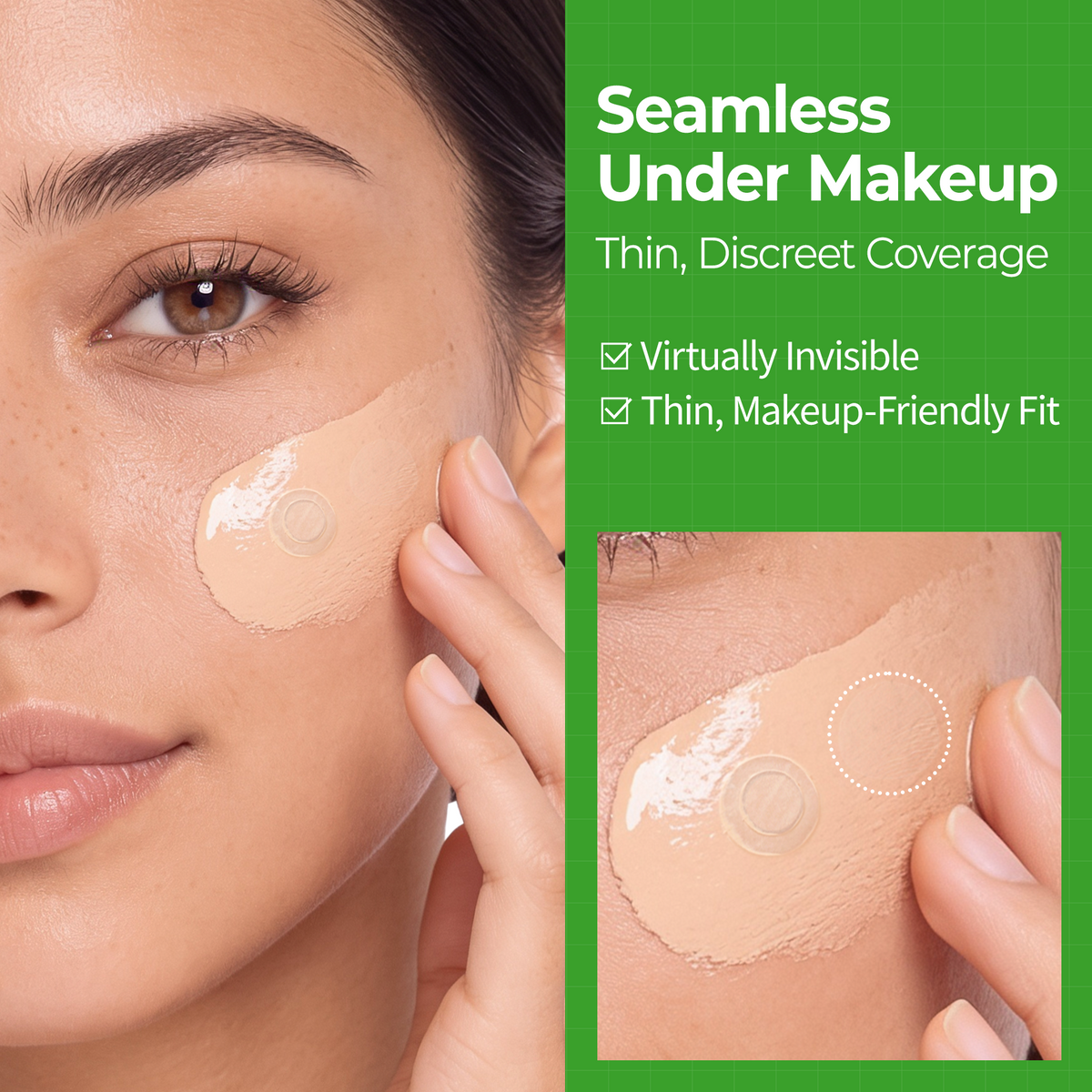 Ultra thin blemish patch under makeup