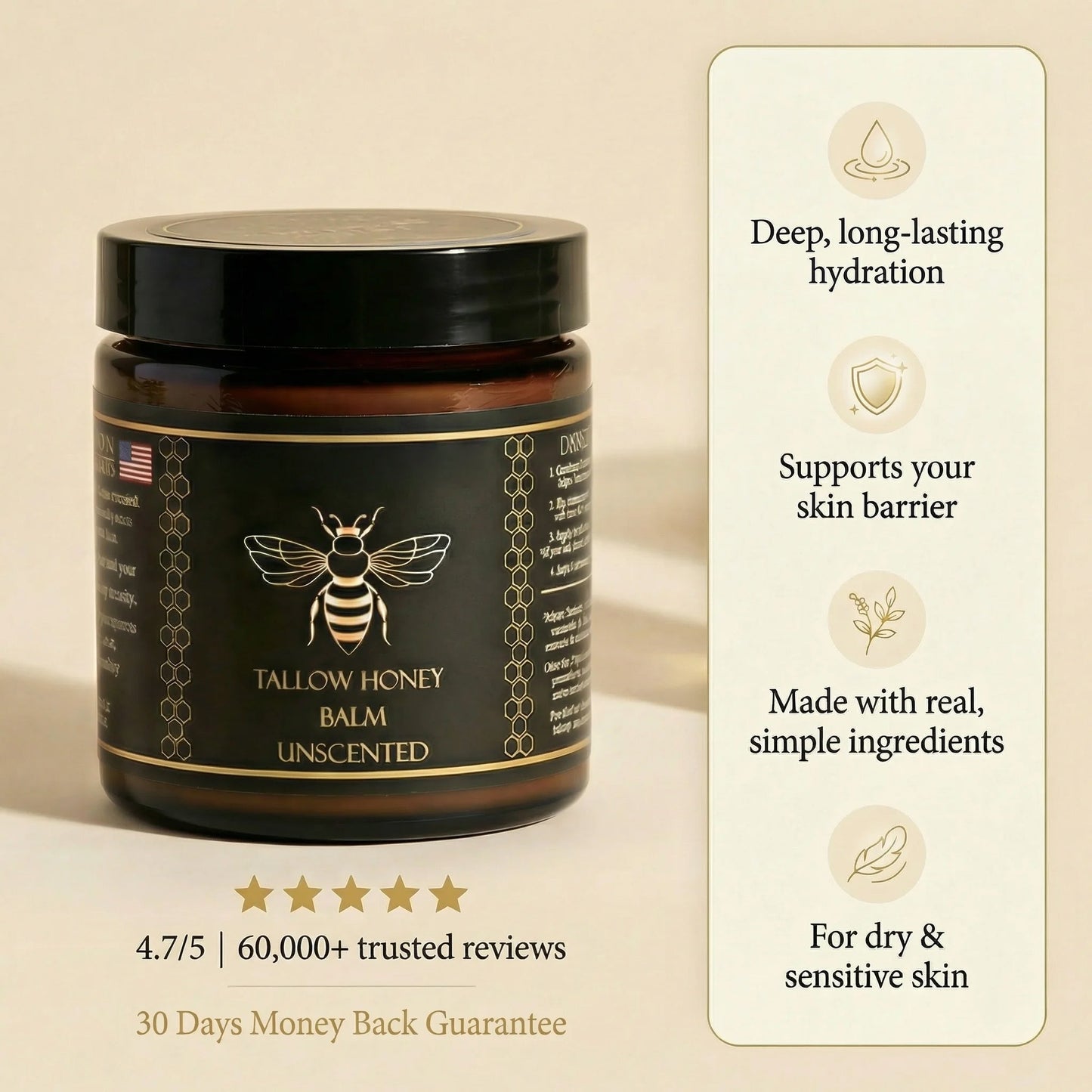 Organic Tallow Honey Balm to Help Erase Fine Lines, Wrinkles, and Age Spots