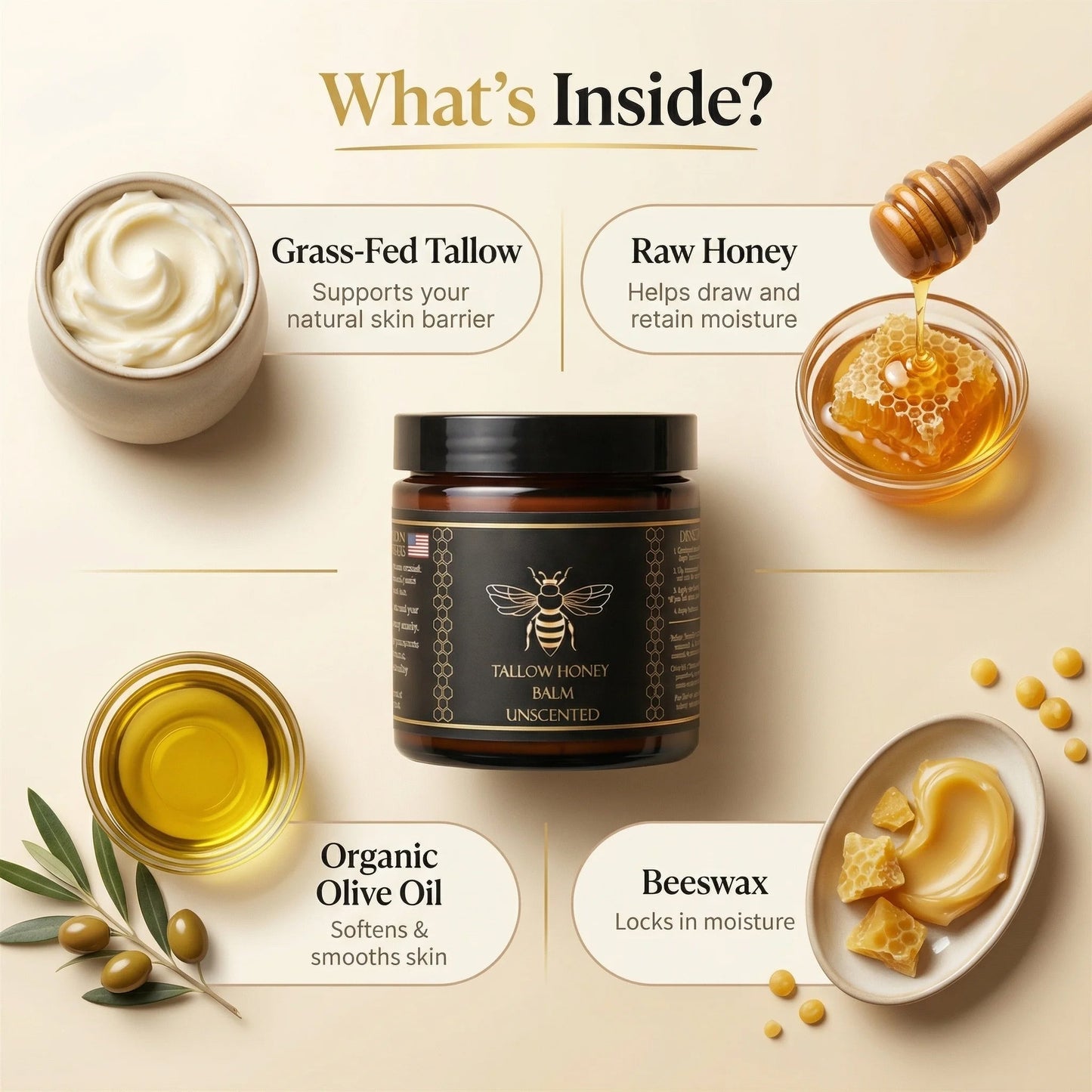 Organic Tallow Honey Balm to Help Erase Fine Lines, Wrinkles, and Age Spots